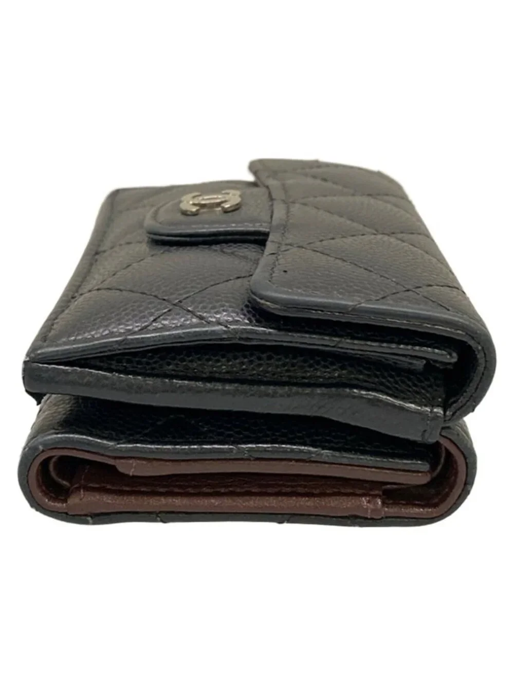 Chanel Trifold Wallet Classic Small Flap Quilted Black Silver